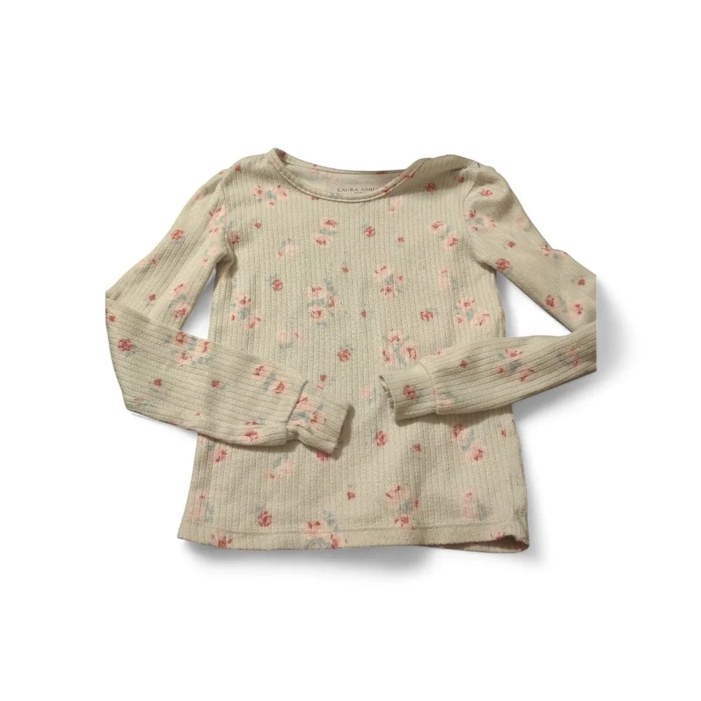VTG Laura Girl's Ashley Ribbed Floral‎ Pajama Top 4 Classic Comfort Lightweight